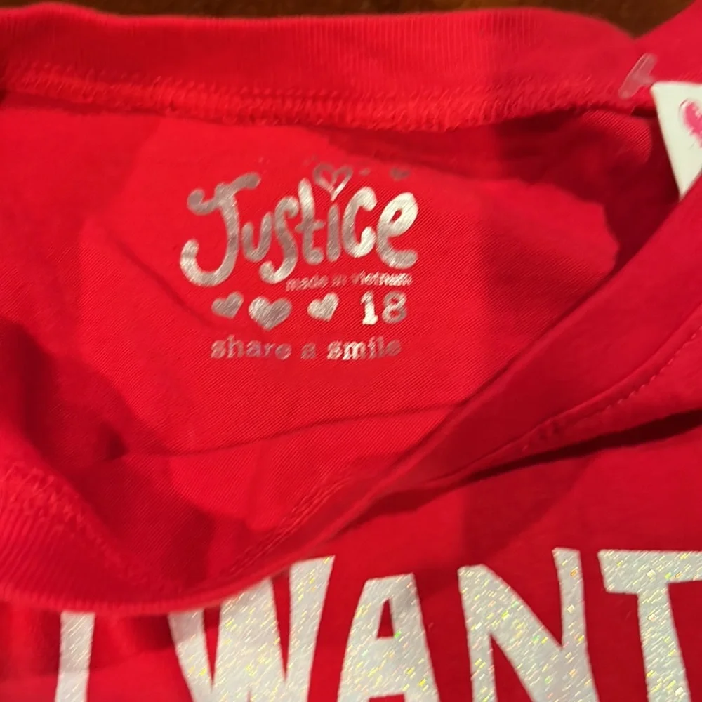 NWT Justice All I want For Christmas Puppy Friends Candy Red White Top 18